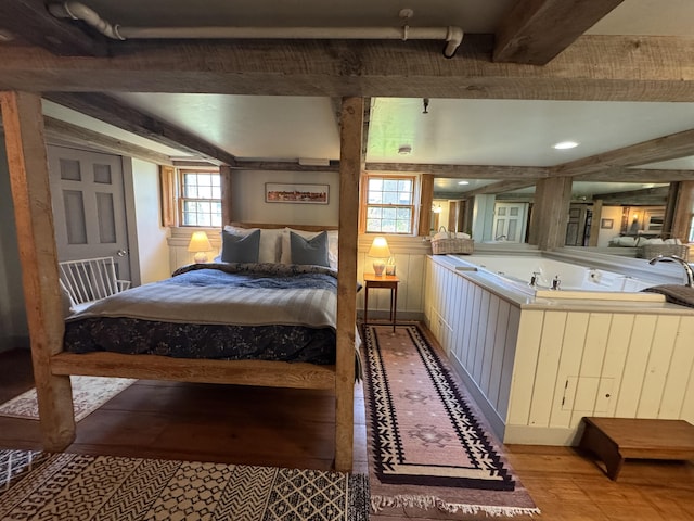 969 Washington St, Bath, ME 04530 - bedroom featuring beam ceiling and wood finished floors