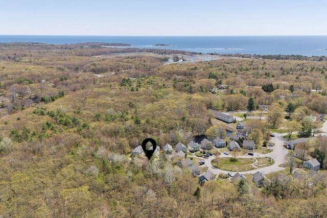 272 Mills Rd Unit 17, Kennebunkport, ME 04046 - aerial view of property's location featuring a nearby body of water and a heavily wooded area