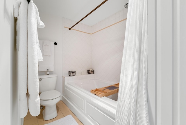 70 Summer St, Kennebunk, ME 04043 - full bathroom featuring tile patterned flooring, toilet, and shower / bath combo with shower curtain