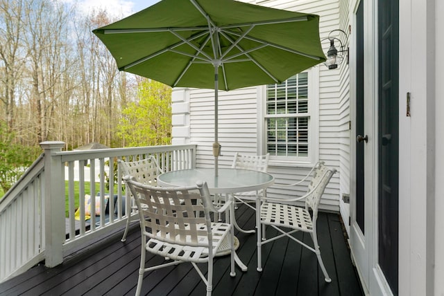 70 Summer St, Kennebunk, ME 04043 - wooden deck with outdoor dining space