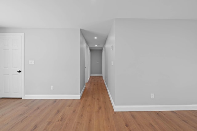347 Brownfield Rd, Porter, ME 04068 - corridor with baseboards, light wood finished floors, and recessed lighting