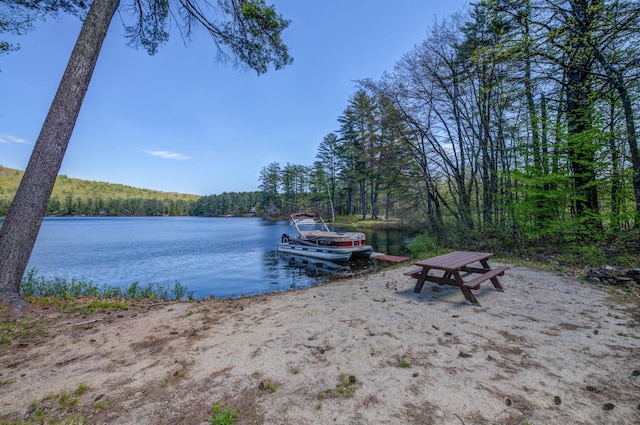 347 Brownfield Rd, Porter, ME 04068 - dock area featuring a view of trees and a water view