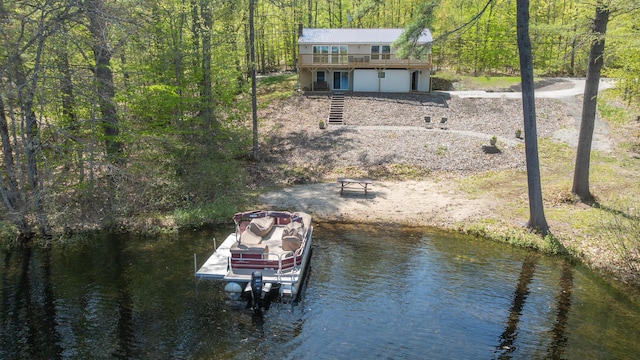 347 Brownfield Rd, Porter, ME 04068 - dock with a forest view, a deck with water view, and boat lift