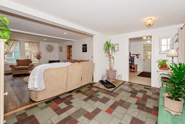 22 Pleasant St, Phillips, ME 04966 - living area featuring recessed lighting