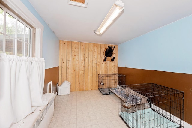 22 Pleasant St, Phillips, ME 04966 - interior space with wooden walls and tile patterned floors