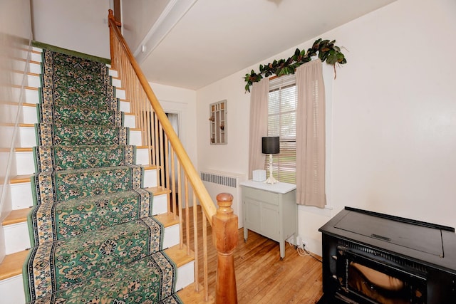 22 Pleasant St, Phillips, ME 04966 - stairs with hardwood / wood-style floors