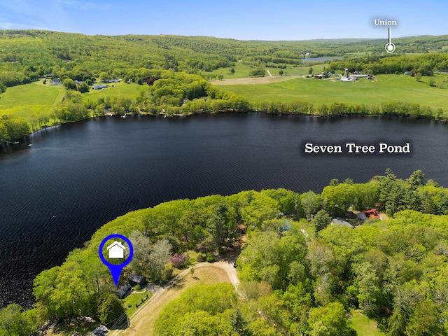 102 Hills Pt, Union, ME 04862 - aerial view of a nearby body of water and a heavily wooded area