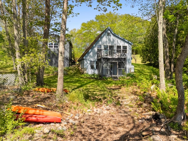 102 Hills Pt, Union, ME 04862 - back of house featuring a yard and a wooden deck