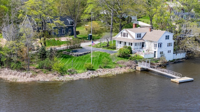 view from above of property featuring a nearby body of water