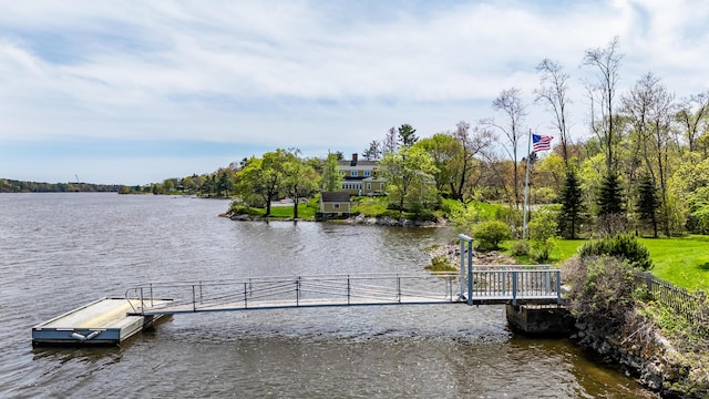 dock area with a water view