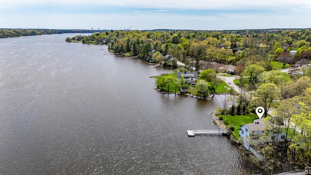 aerial view of a nearby body of water