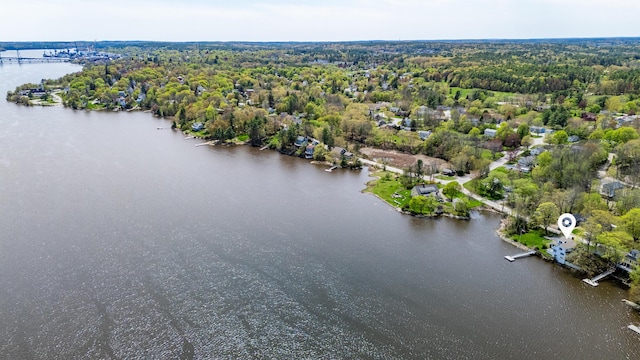 aerial view of a nearby body of water
