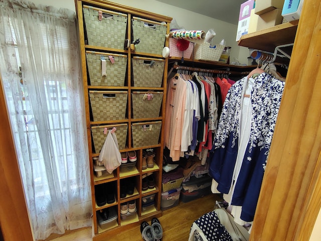 spacious closet featuring wood finished floors