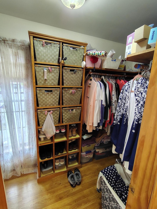 spacious closet with wood finished floors
