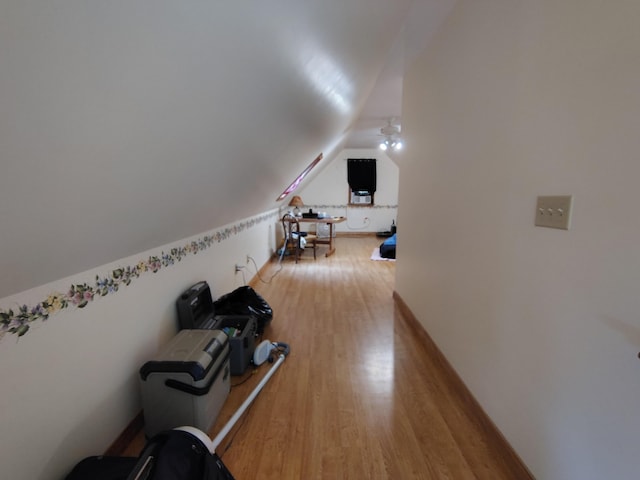 100 Weber Ln, Calais, ME 04619 - workout area featuring wood finished floors and lofted ceiling