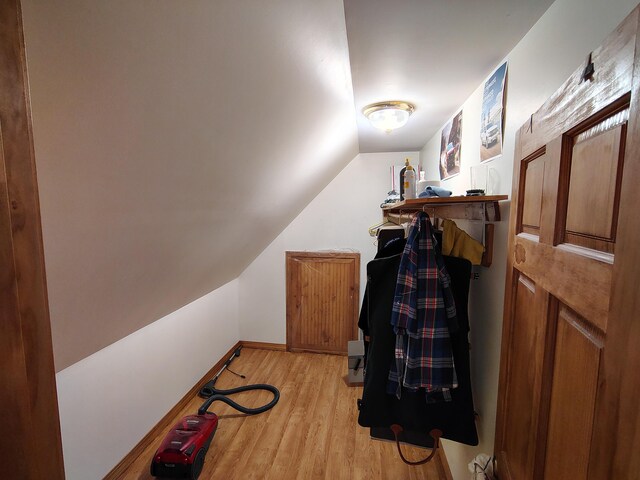 100 Weber Ln, Calais, ME 04619 - bedroom with light wood finished floors and vaulted ceiling