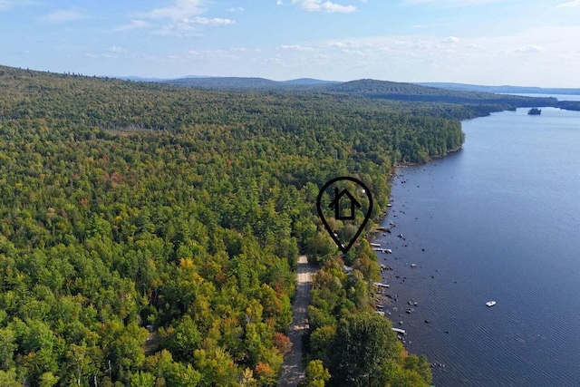 567 Phinney Farm Rd, Lincoln, ME 04457 - drone / aerial view of a heavily wooded area and a water and mountain view