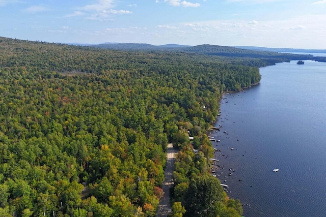 567 Phinney Farm Rd, Lincoln, ME 04457 - drone / aerial view of a heavily wooded area and a water and mountain view