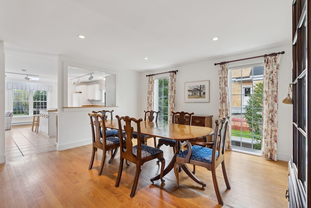 7 Clubhouse Dr, Kennebunk, ME 04043 - dining area featuring light wood-type flooring, recessed lighting, and baseboards