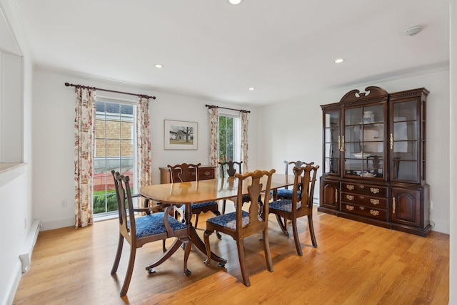 7 Clubhouse Dr, Kennebunk, ME 04043 - dining area with healthy amount of natural light, light wood finished floors, a baseboard heating unit, baseboards, and recessed lighting