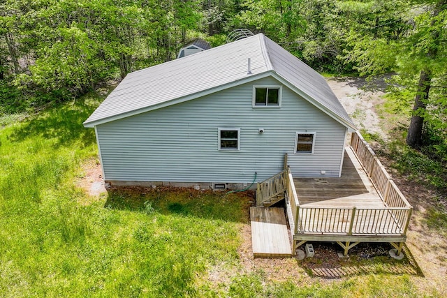 204 Weymouth Rd, Morrill, ME 04952 - rear view of property featuring a deck and a forest view
