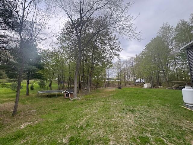 20 Oak Ridge Dr, Chelsea, ME 04330 - view of green lawn featuring a trampoline