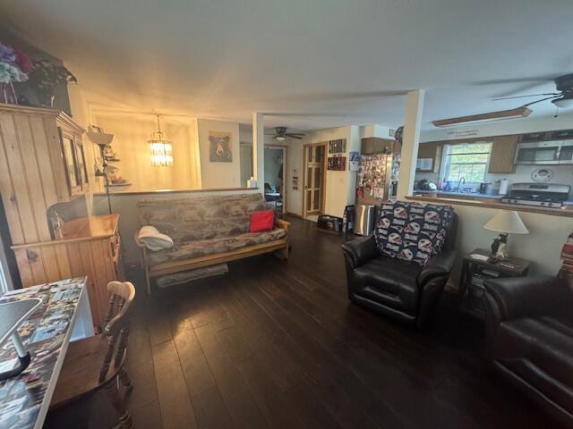20 Oak Ridge Dr, Chelsea, ME 04330 - living area with ceiling fan and wood-type flooring