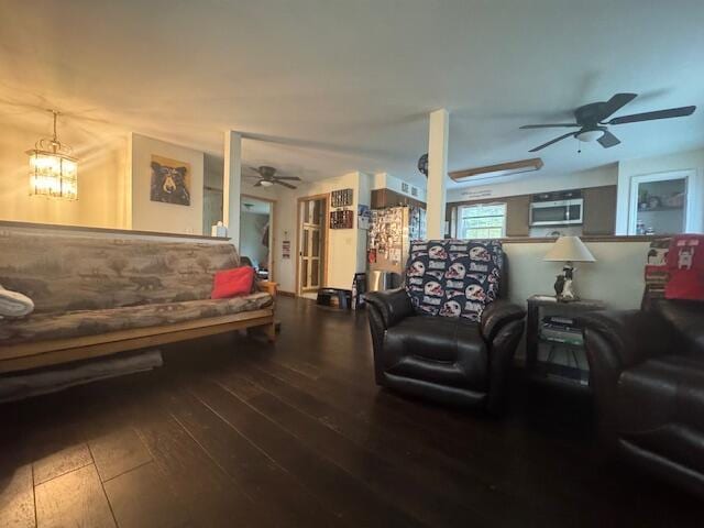 20 Oak Ridge Dr, Chelsea, ME 04330 - living area featuring hardwood / wood-style floors and a ceiling fan