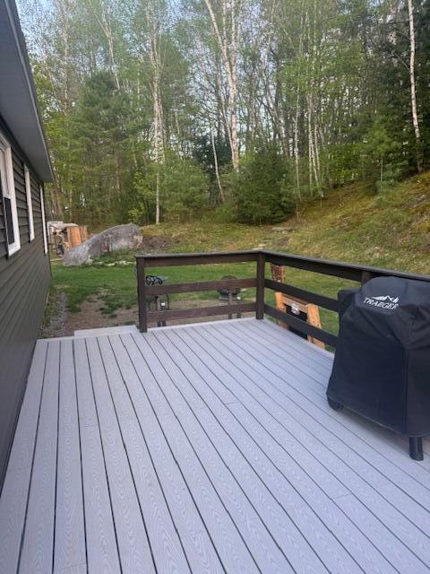 20 Oak Ridge Dr, Chelsea, ME 04330 - deck with a grill and view of scattered trees