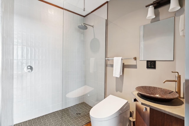547 Congress St Unit 6, Portland, ME 04101 - full bathroom featuring a walk in shower, toilet, and vanity