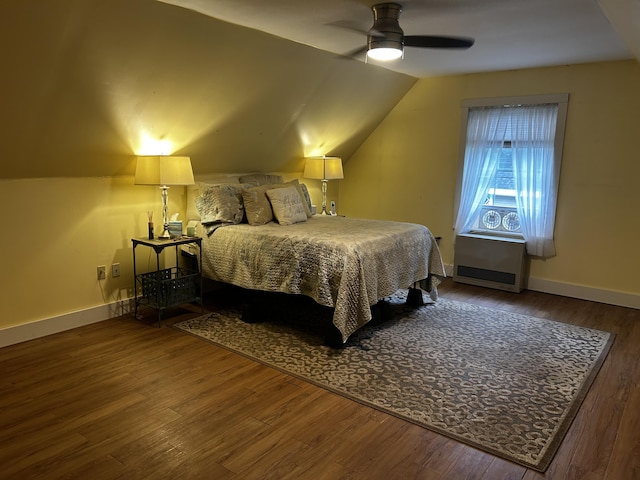 626 Wiscasset Rd, Pittston, ME 04345 - bedroom featuring wood finished floors, lofted ceiling, and ceiling fan