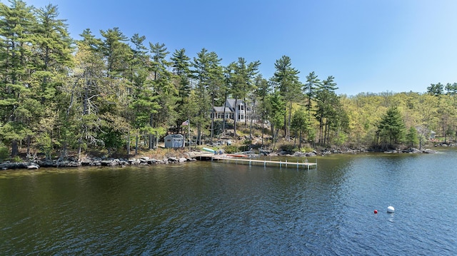 water view with a heavily wooded area
