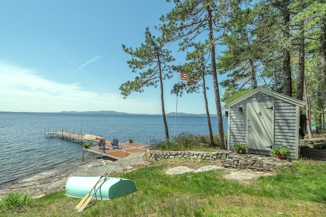 dock with a water and mountain view