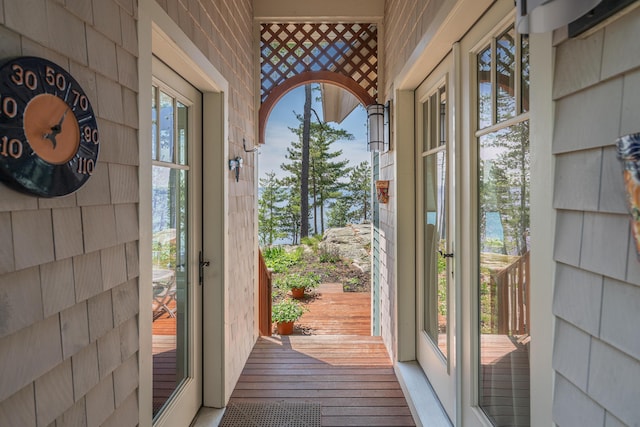 doorway to outside featuring hardwood / wood-style floors