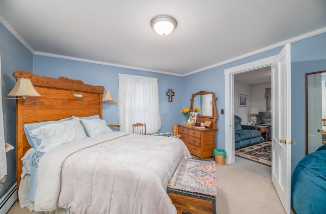 1 High St, Hallowell, ME 04347 - bedroom with carpet, crown molding, and a baseboard radiator
