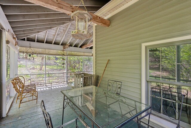 248 Morse Rd, Norway, ME 04268 - sunroom / solarium featuring outdoor dining area and lofted ceiling
