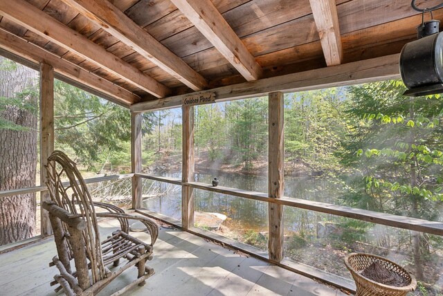 248 Morse Rd, Norway, ME 04268 - unfurnished sunroom with a water view