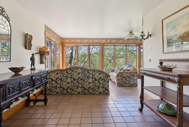 248 Morse Rd, Norway, ME 04268 - living room with ceiling fan and light tile patterned flooring