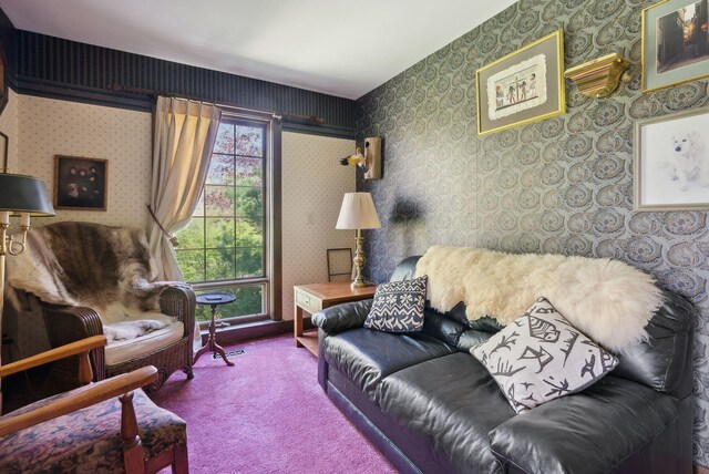 248 Morse Rd, Norway, ME 04268 - living room with carpet and wallpapered walls
