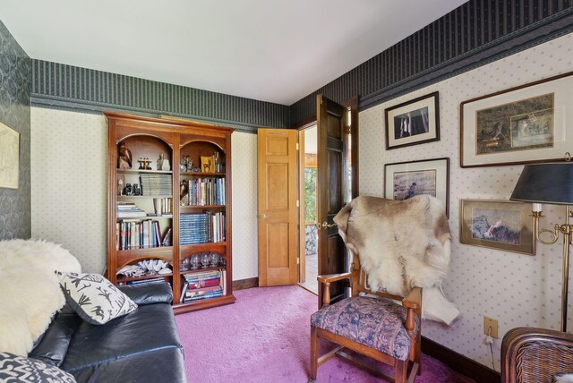 248 Morse Rd, Norway, ME 04268 - sitting room featuring wallpapered walls, carpet floors, and baseboards