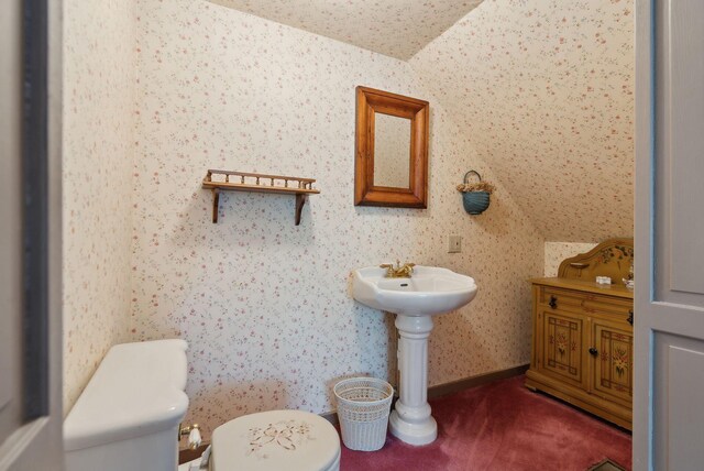 248 Morse Rd, Norway, ME 04268 - bathroom with toilet and wallpapered walls