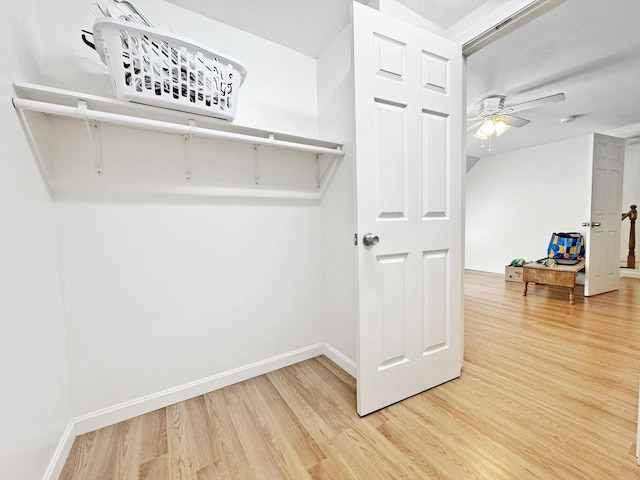 34 Veterans St, Peru, ME 04290 - spacious closet with wood finished floors and a ceiling fan