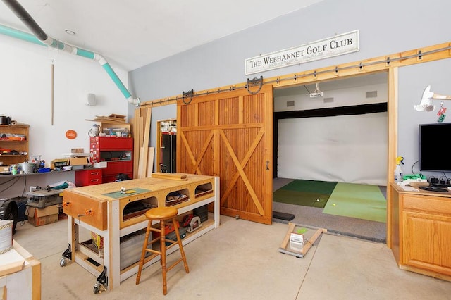 45AND57 Southgate Rd, Kennebunk, ME 04043 - rec room with a barn door