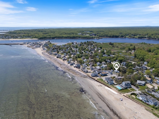 19 Fairhaven Ave, Saco, ME 04072 - bird's eye view of waterfront with a beach and a heavily wooded area