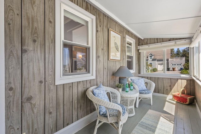 19 Fairhaven Ave, Saco, ME 04072 - sunroom with wood walls, wood-type flooring, and baseboards
