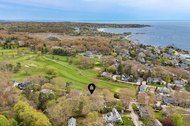 14 Oak St, Kennebunk, ME 04043 - aerial view of property's location with a large body of water, a golf club, and nearby suburban area