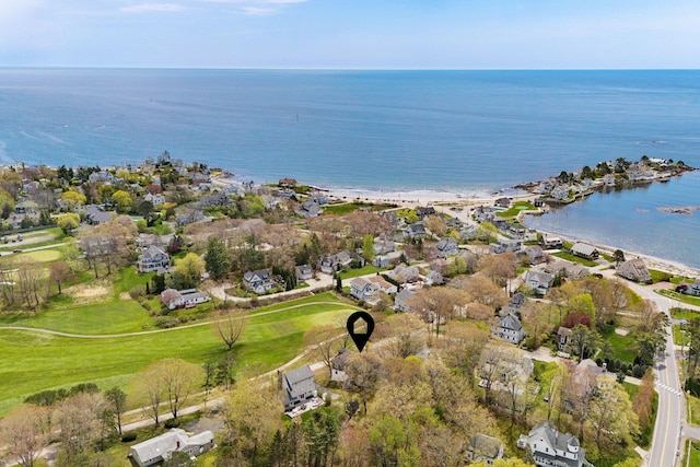 14 Oak St, Kennebunk, ME 04043 - aerial view of property's location with nearby suburban area, a nearby body of water, and a local golf course