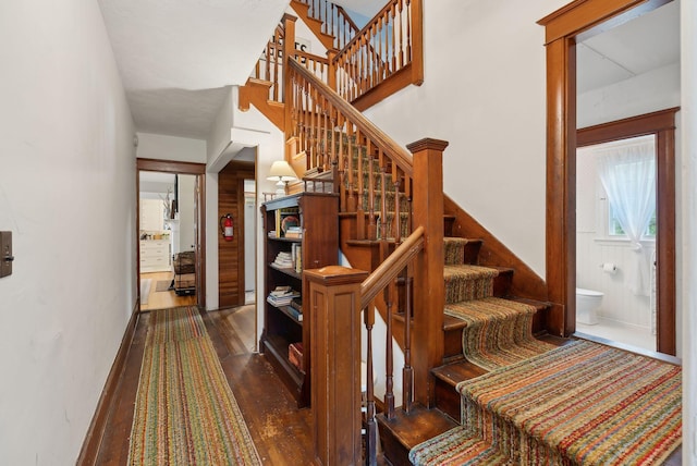 14 Oak St, Kennebunk, ME 04043 - stairs with wood finished floors