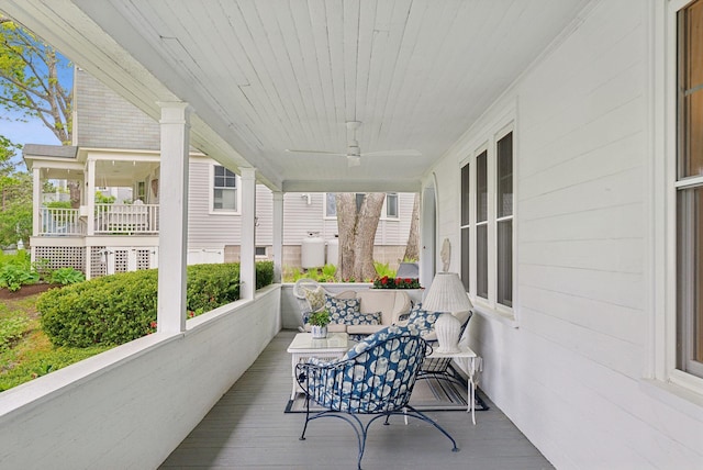 14 Oak St, Kennebunk, ME 04043 - deck featuring a ceiling fan