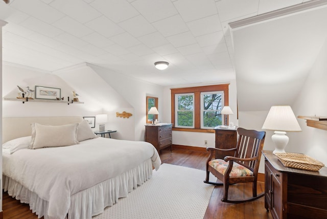 14 Oak St, Kennebunk, ME 04043 - bedroom with wood finished floors, lofted ceiling, and baseboards